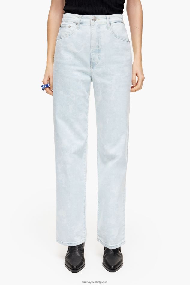 vêtements Bimba Y Lola straight cropped - jean droit imprimé panda camouflage bleu HV4486451