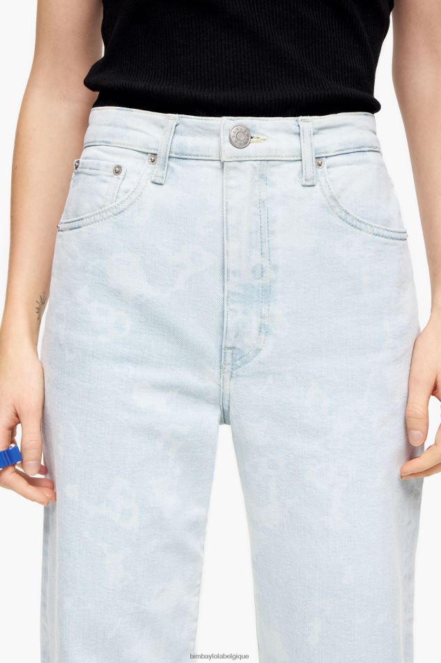 vêtements Bimba Y Lola straight cropped - jean droit imprimé panda camouflage bleu HV4486451