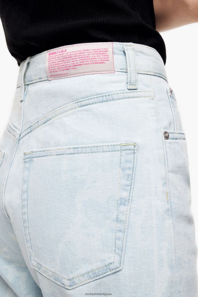 vêtements Bimba Y Lola straight cropped - jean droit imprimé panda camouflage bleu HV4486451