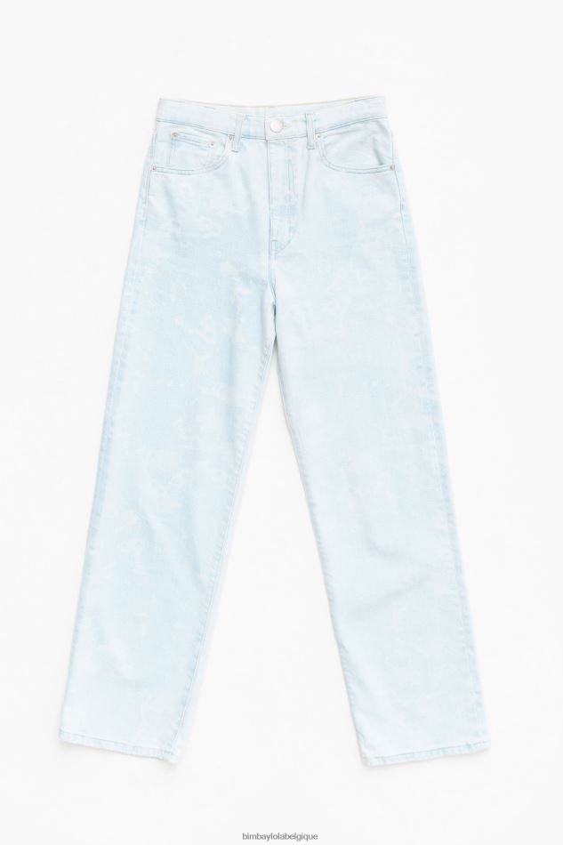 vêtements Bimba Y Lola straight cropped - jean droit imprimé panda camouflage bleu HV4486451