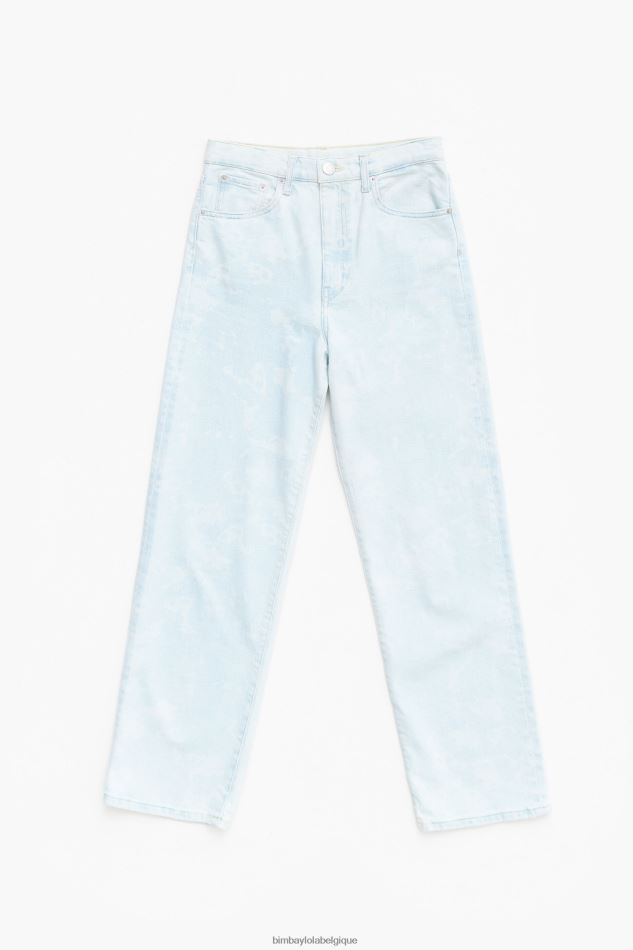 vêtements Bimba Y Lola straight cropped - jean droit imprimé panda camouflage bleu HV4486528