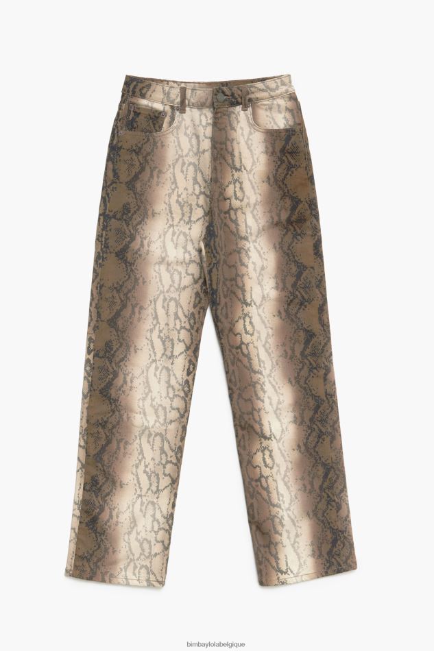 vêtements Bimba Y Lola straight cropped - jean droit imprimé pixel python kaki HV4486538