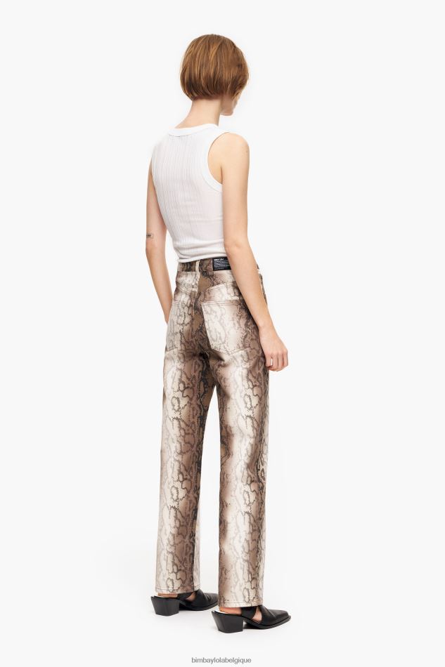 vêtements Bimba Y Lola straight cropped - jean droit imprimé pixel python kaki HV4486538