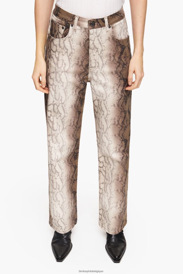 vêtements Bimba Y Lola straight cropped - jean droit imprimé pixel python kaki HV4486538