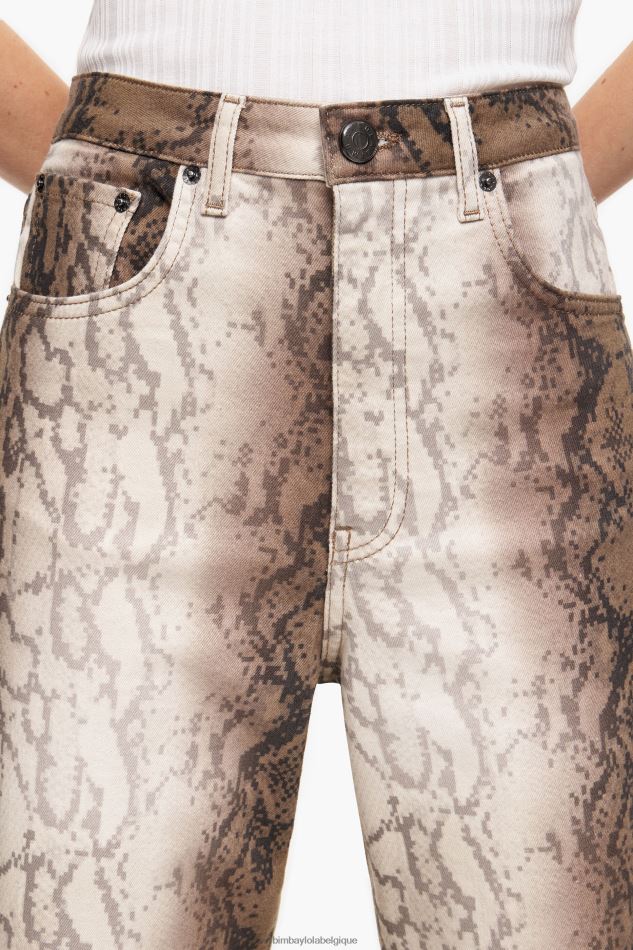 vêtements Bimba Y Lola straight cropped - jean droit imprimé pixel python kaki HV4486538