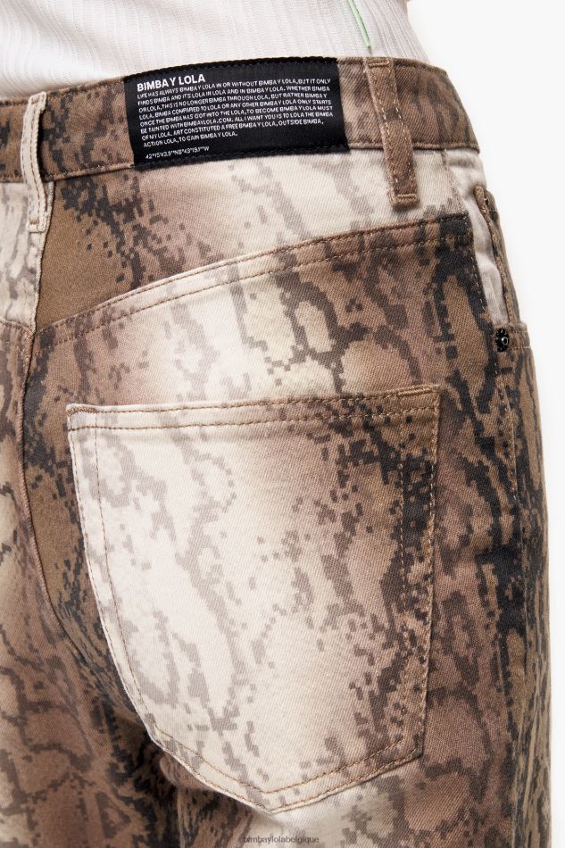 vêtements Bimba Y Lola straight cropped - jean droit imprimé pixel python kaki HV4486538