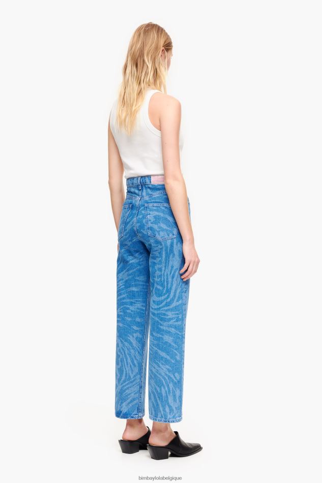 vêtements Bimba Y Lola straight cropped - jean imprimé aile de papillon bleu HV4486452