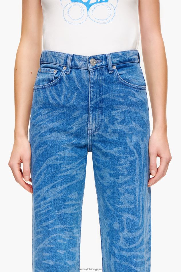 vêtements Bimba Y Lola straight cropped - jean imprimé aile de papillon bleu HV4486452