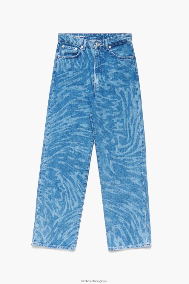 vêtements Bimba Y Lola straight cropped - jean imprimé aile de papillon bleu HV4486534