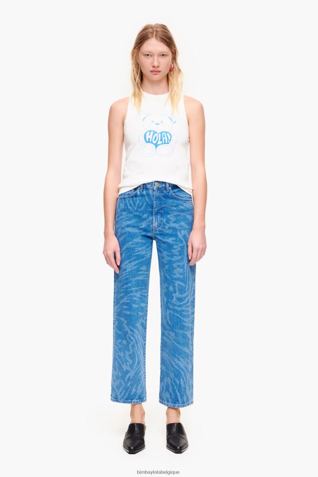 vêtements Bimba Y Lola straight cropped - jean imprimé aile de papillon bleu HV4486534