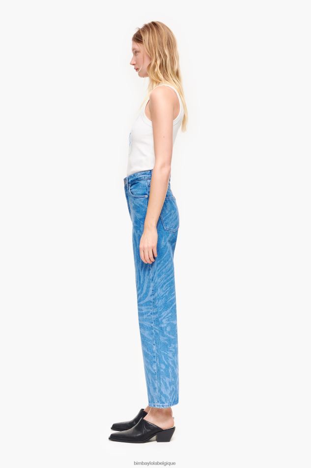 vêtements Bimba Y Lola straight cropped - jean imprimé aile de papillon bleu HV4486534