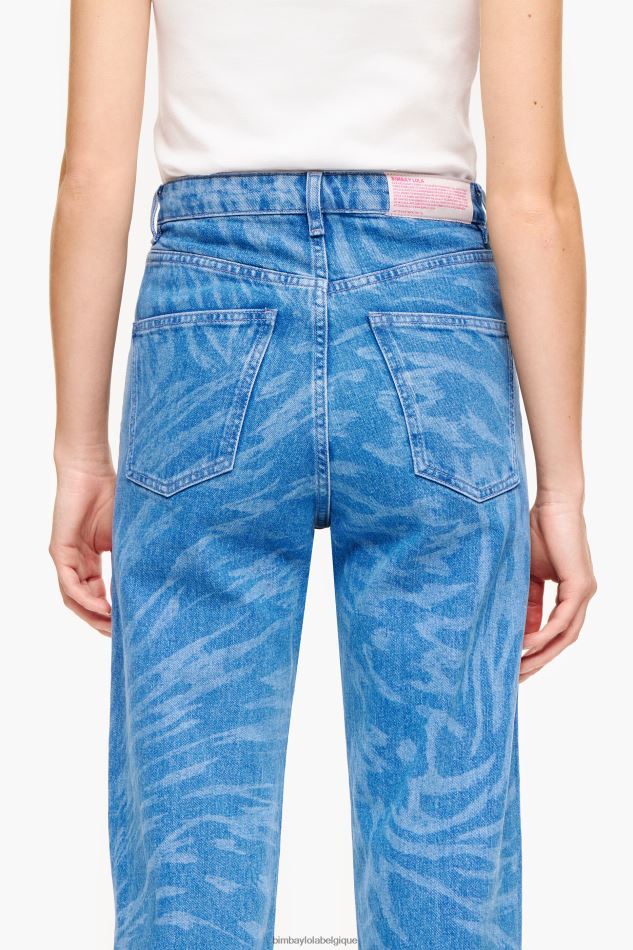 vêtements Bimba Y Lola straight cropped - jean imprimé aile de papillon bleu HV4486534
