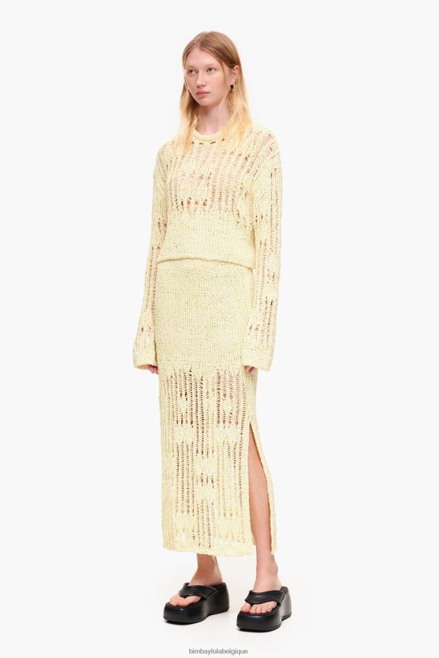 vêtements Bimba Y Lola jupe mi-longue en maille vert citron HV4486461