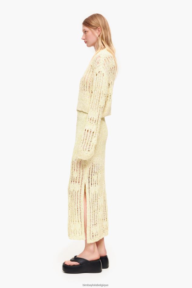 vêtements Bimba Y Lola jupe mi-longue en maille vert citron HV4486461