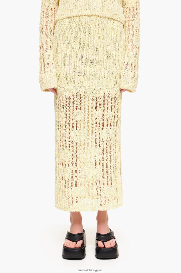 vêtements Bimba Y Lola jupe mi-longue en maille vert citron HV4486461