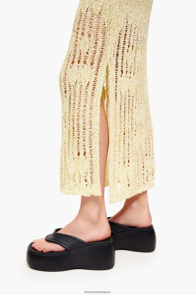 vêtements Bimba Y Lola jupe mi-longue en maille vert citron HV4486461