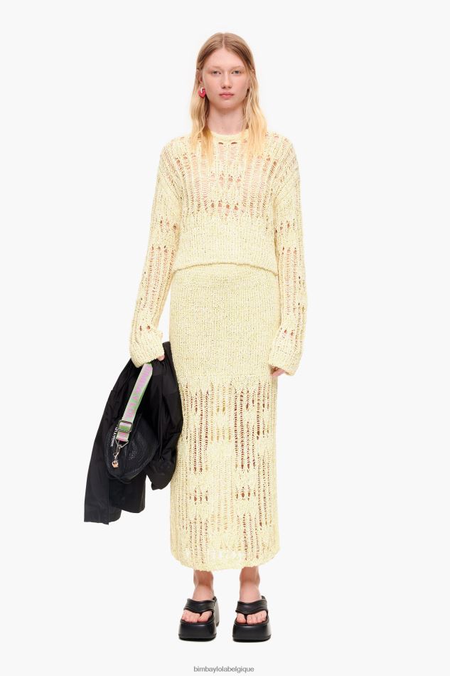 vêtements Bimba Y Lola jupe mi-longue en maille vert citron HV4486461