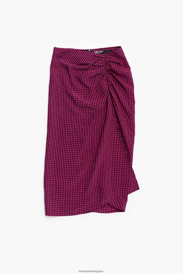 vêtements Bimba Y Lola jupe mi-longue fluide vichy fuchsia HV4486467