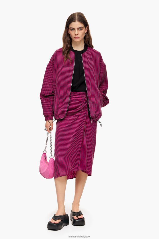 vêtements Bimba Y Lola jupe mi-longue fluide vichy fuchsia HV4486467