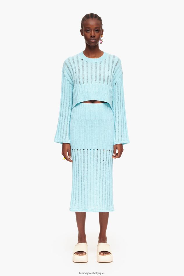 vêtements Bimba Y Lola jupe mi-longue nervurée bleu HV4486460