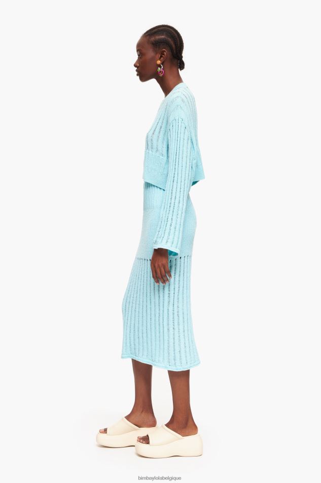 vêtements Bimba Y Lola jupe mi-longue nervurée bleu HV4486460
