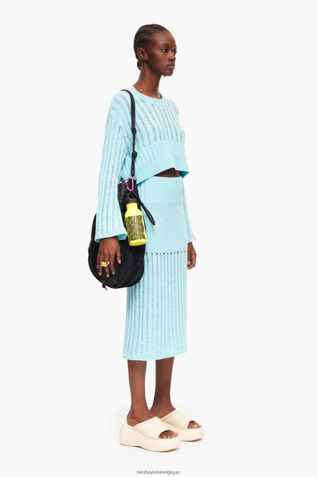 vêtements Bimba Y Lola jupe mi-longue nervurée bleu HV4486460