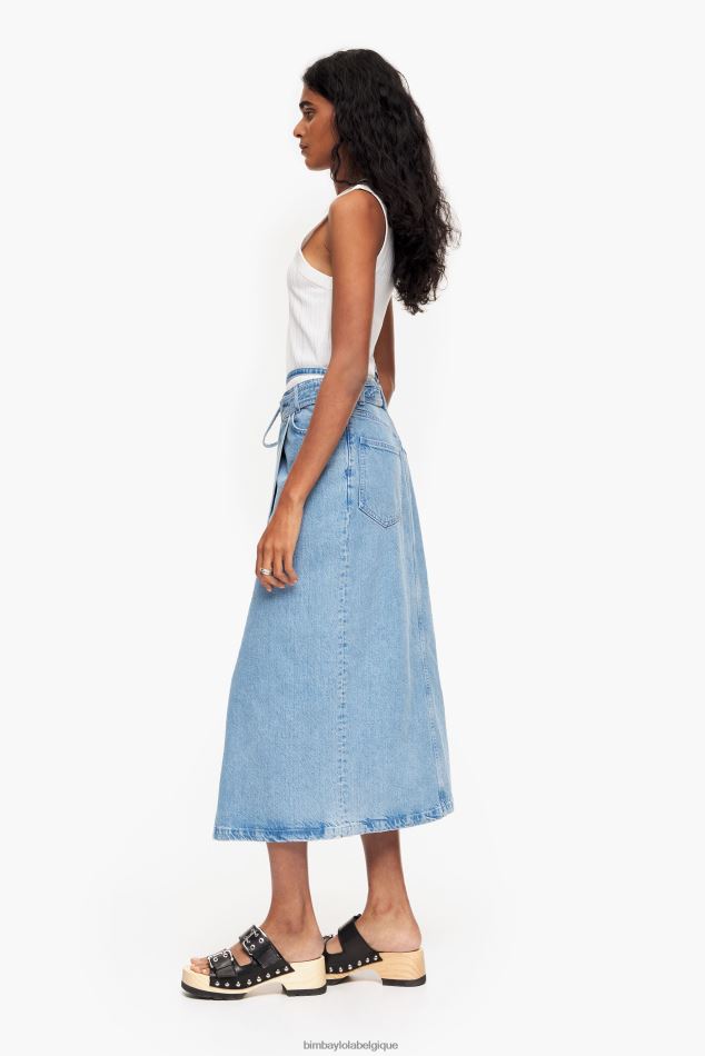 vêtements Bimba Y Lola jupe mi-longue portefeuille en jean bleu HV4486456