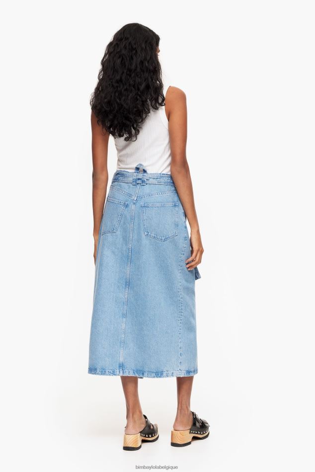 vêtements Bimba Y Lola jupe mi-longue portefeuille en jean bleu HV4486456
