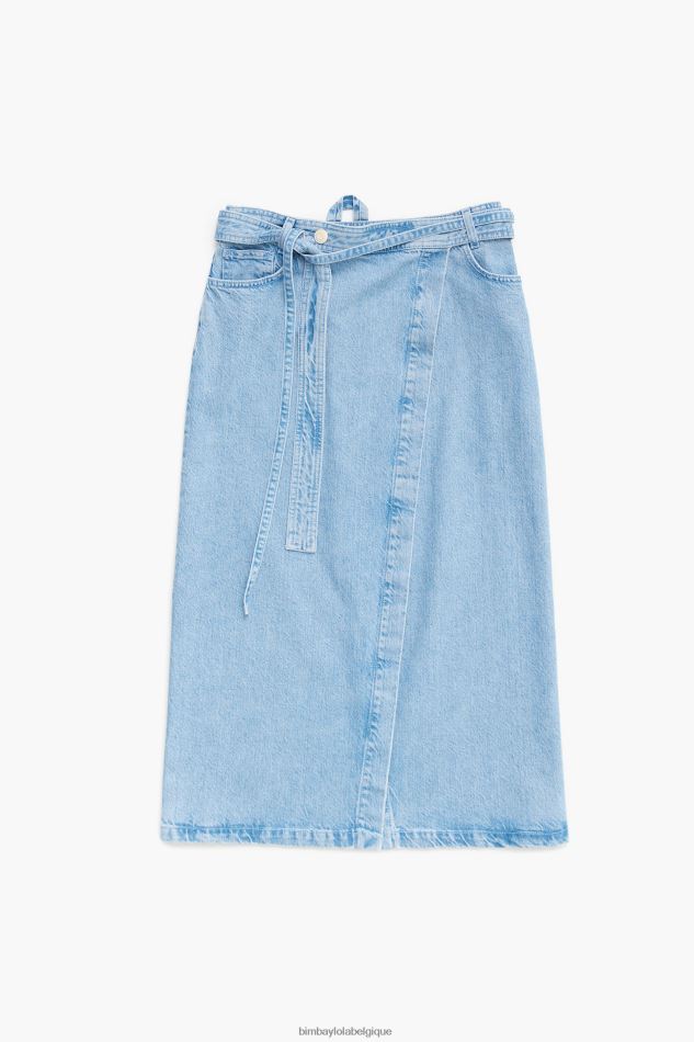 vêtements Bimba Y Lola jupe mi-longue portefeuille en jean bleu HV4486456