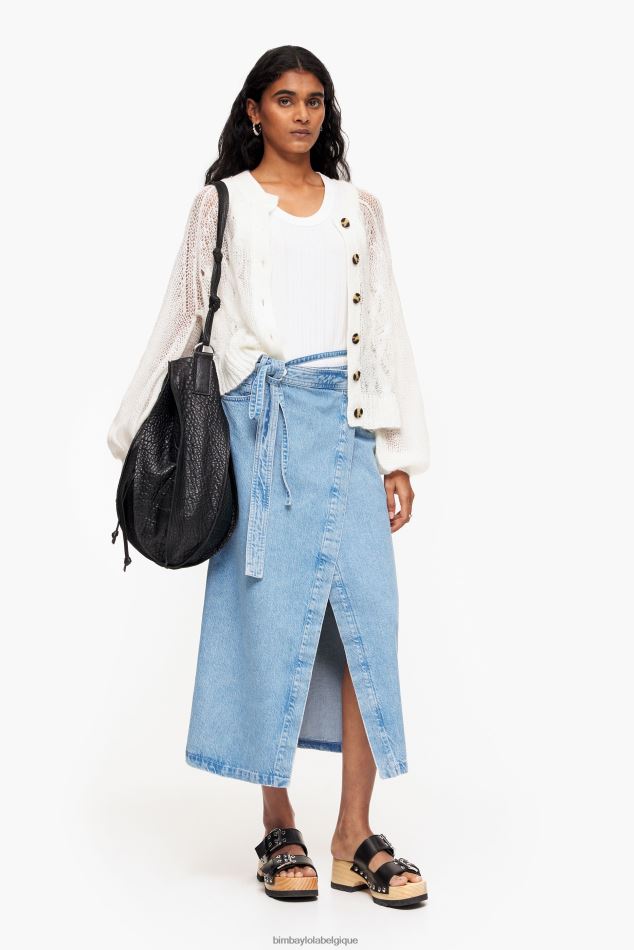 vêtements Bimba Y Lola jupe mi-longue portefeuille en jean bleu HV4486456