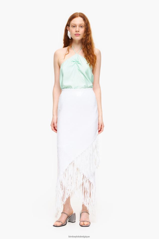 vêtements Bimba Y Lola jupe mi-longue à sequins blanc HV4486462