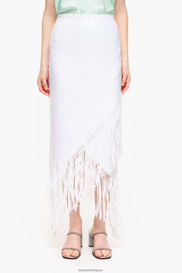 vêtements Bimba Y Lola jupe mi-longue à sequins blanc HV4486462