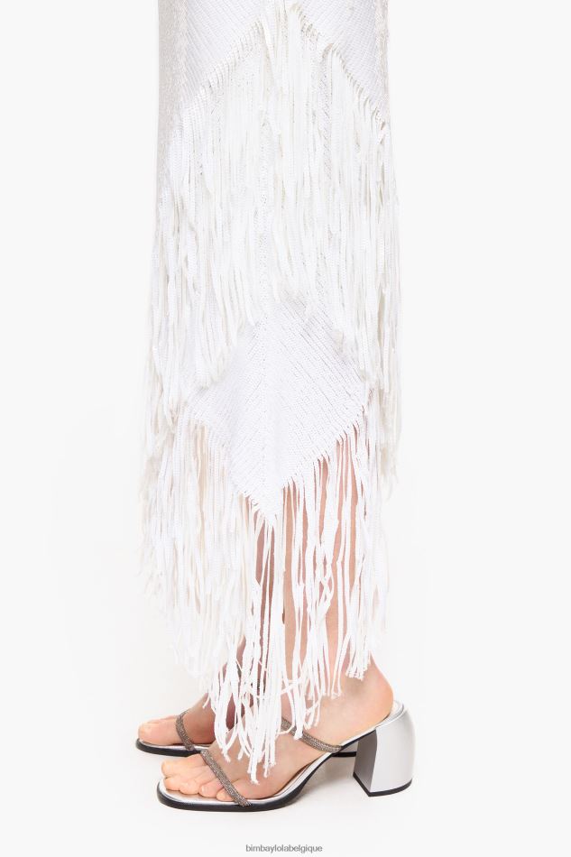 vêtements Bimba Y Lola jupe mi-longue à sequins blanc HV4486462