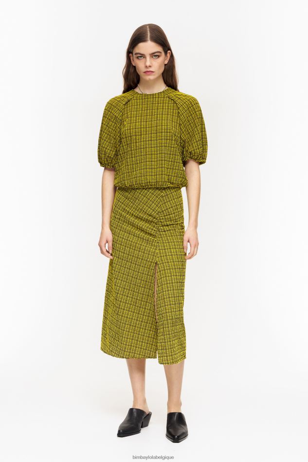 vêtements Bimba Y Lola jupe midi à carreaux jaune HV4486466