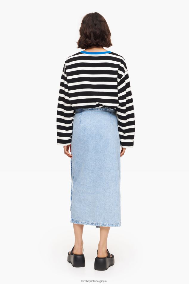vêtements Bimba Y Lola jupe portefeuille mi-longue en jean bleu HV4486465