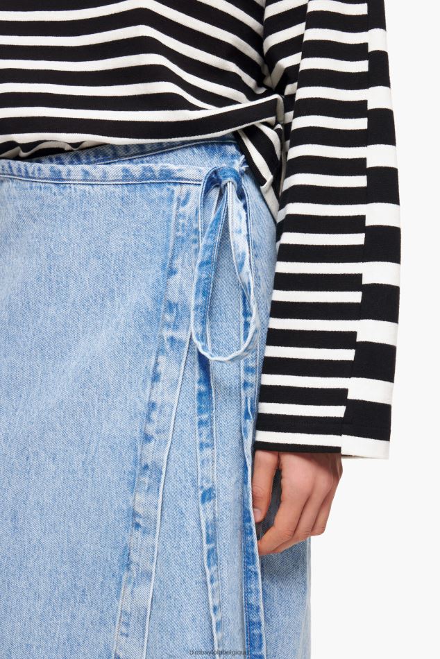 vêtements Bimba Y Lola jupe portefeuille mi-longue en jean bleu HV4486465