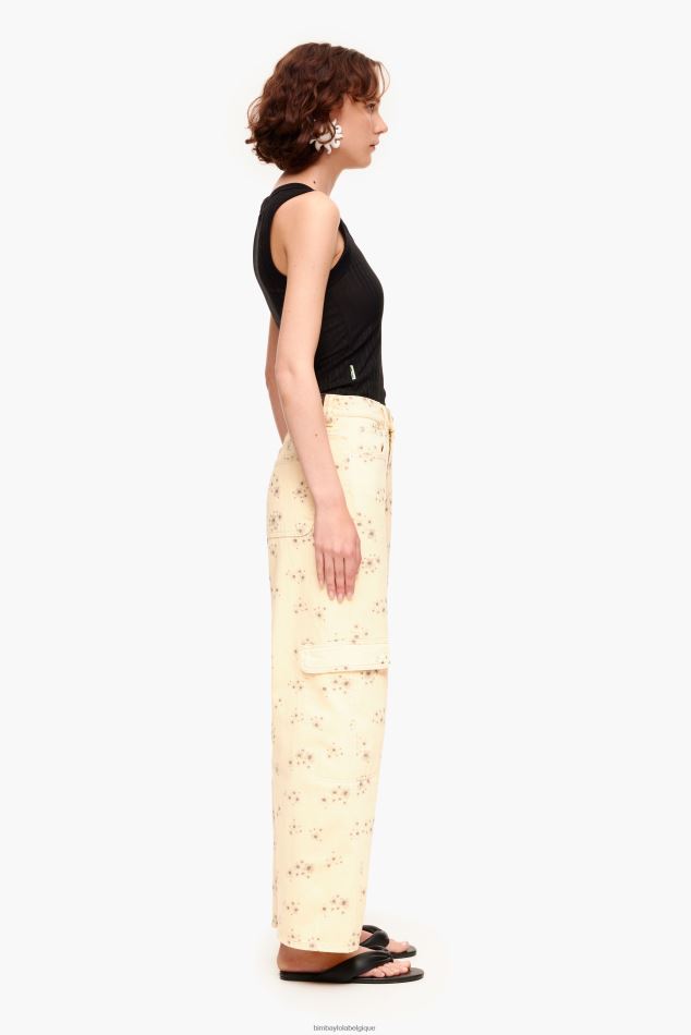 vêtements Bimba Y Lola cargo - pantalon cargo imprimé fleurs acryliques Ivoire HV4486407
