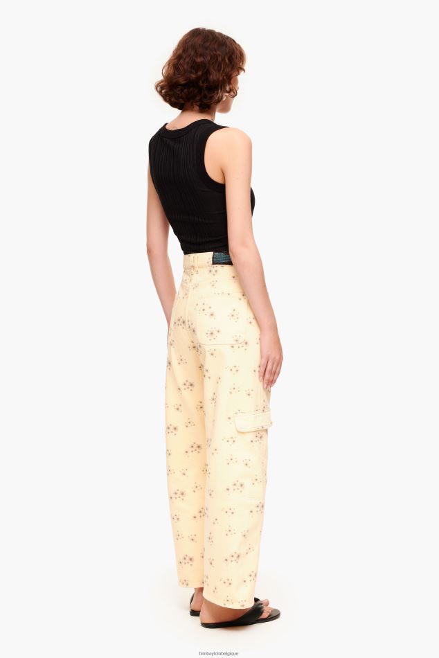 vêtements Bimba Y Lola cargo - pantalon cargo imprimé fleurs acryliques Ivoire HV4486407