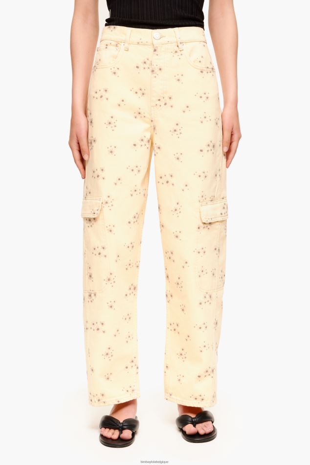 vêtements Bimba Y Lola cargo - pantalon cargo imprimé fleurs acryliques Ivoire HV4486407