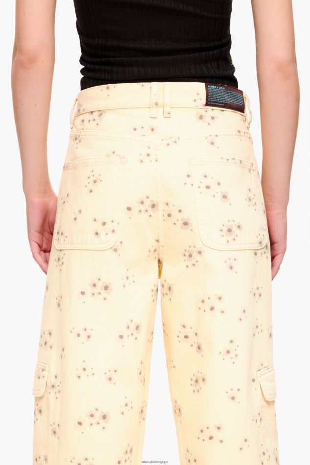 vêtements Bimba Y Lola cargo - pantalon cargo imprimé fleurs acryliques Ivoire HV4486407