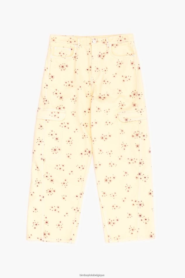 vêtements Bimba Y Lola cargo - pantalon cargo imprimé fleurs acryliques Ivoire HV4486407