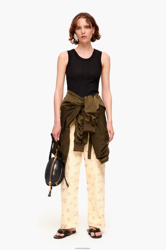 vêtements Bimba Y Lola cargo - pantalon cargo imprimé fleurs acryliques Ivoire HV4486407