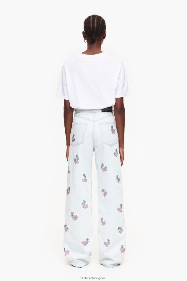 vêtements Bimba Y Lola jambe large - jeans larges avec des cerises bleu HV4486408