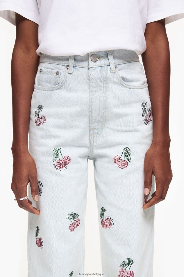 vêtements Bimba Y Lola jambe large - jeans larges avec des cerises bleu HV4486408