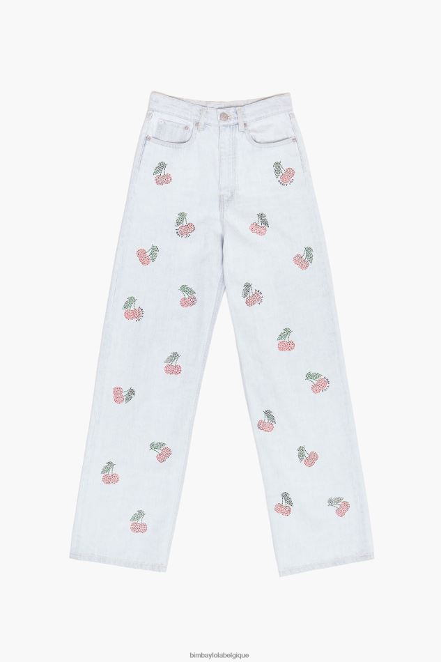 vêtements Bimba Y Lola jambe large - jeans larges avec des cerises bleu HV4486408