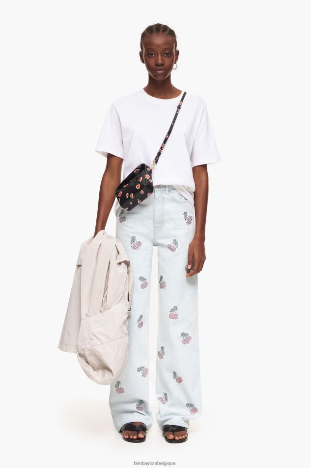 vêtements Bimba Y Lola jambe large - jeans larges avec des cerises bleu HV4486408
