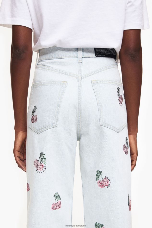 vêtements Bimba Y Lola jambe large - jeans larges avec des cerises bleu HV4486508