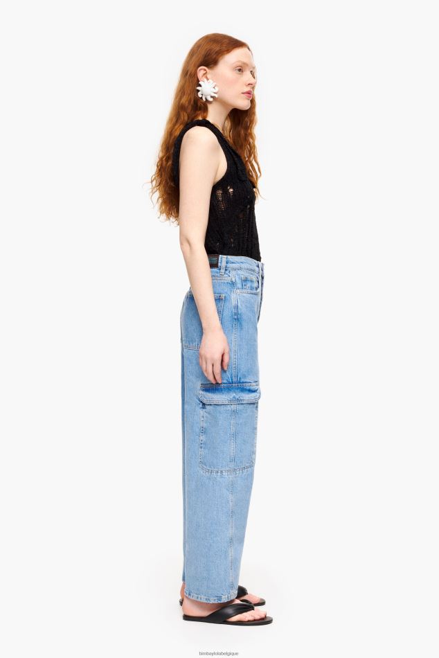 vêtements Bimba Y Lola pantalon cargo en jean bleu HV4486409