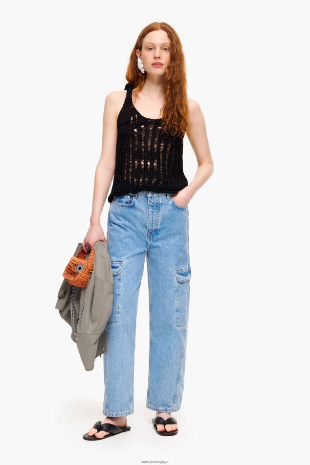 vêtements Bimba Y Lola pantalon cargo en jean bleu HV4486409