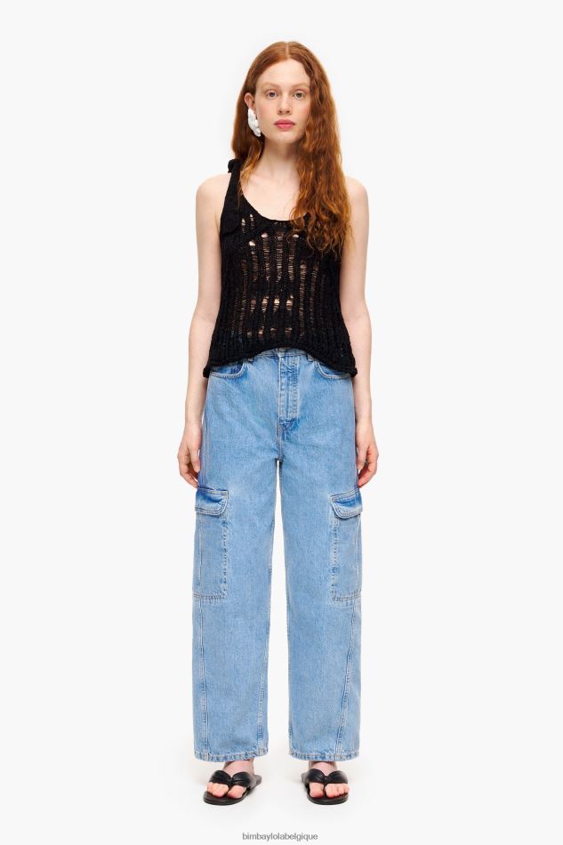 vêtements Bimba Y Lola pantalon cargo en jean bleu HV4486507